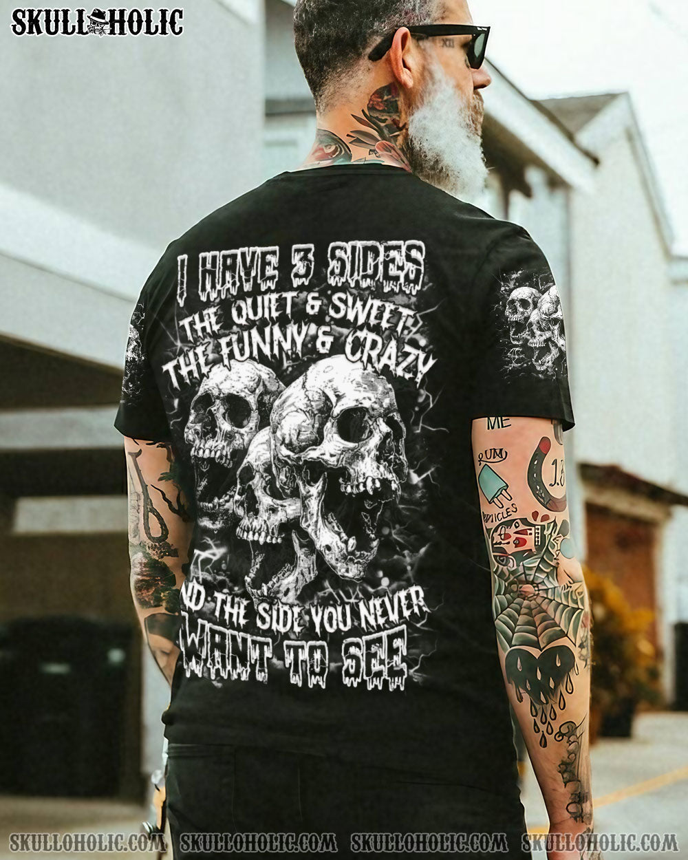 BLISSCORNERS I HAVE 3 SIDES 3 SKULLS ALL OVER PRINT
