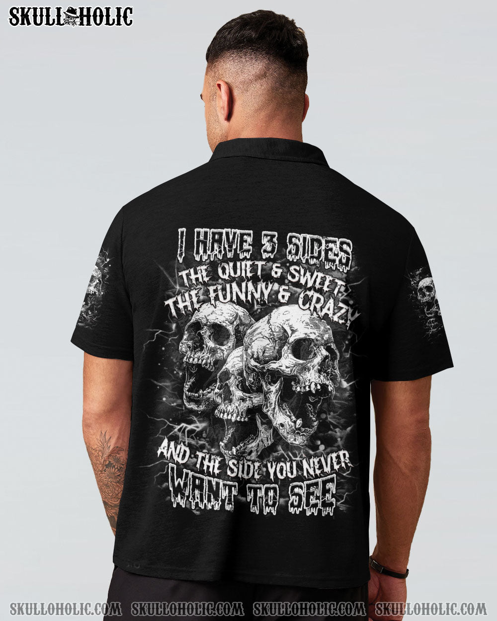 BLISSCORNERS I HAVE 3 SIDES 3 SKULLS ALL OVER PRINT