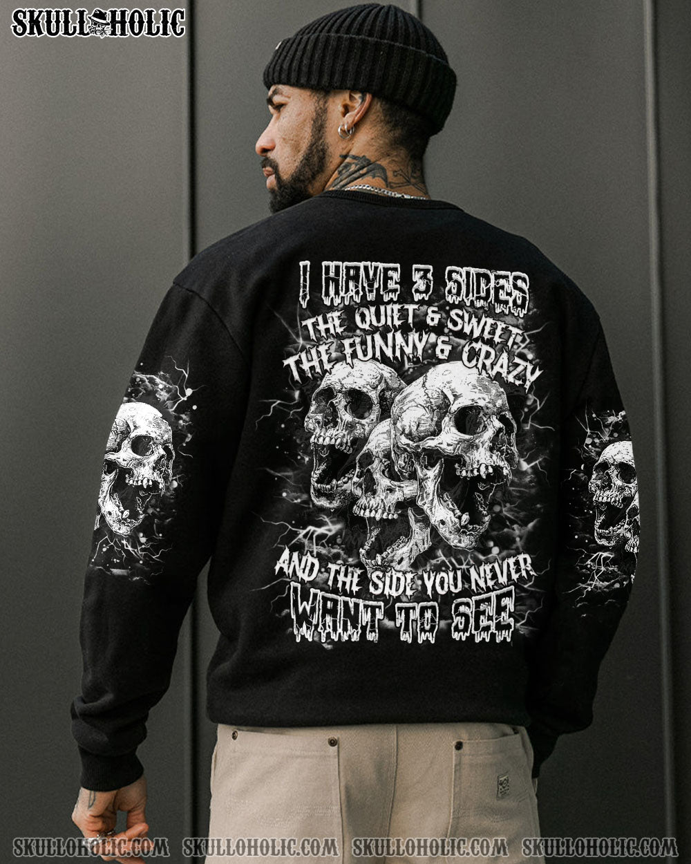 BLISSCORNERS I HAVE 3 SIDES 3 SKULLS ALL OVER PRINT