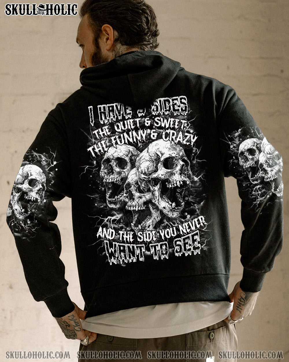 BLISSCORNERS I HAVE 3 SIDES 3 SKULLS ALL OVER PRINT
