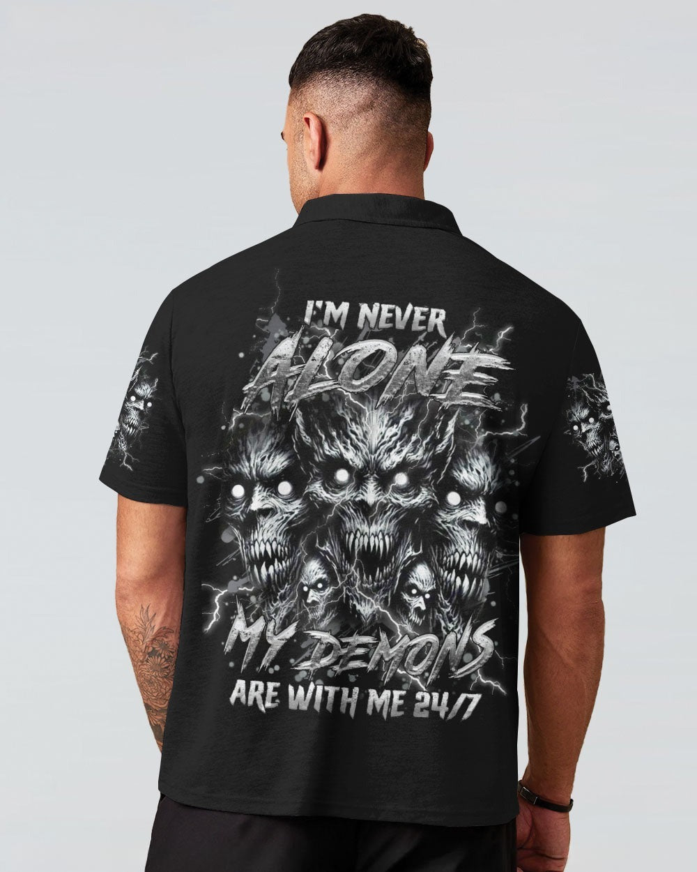 BLISSCORNERS I'M NEVER ALONE SKULL DEMON ALL OVER PRINT