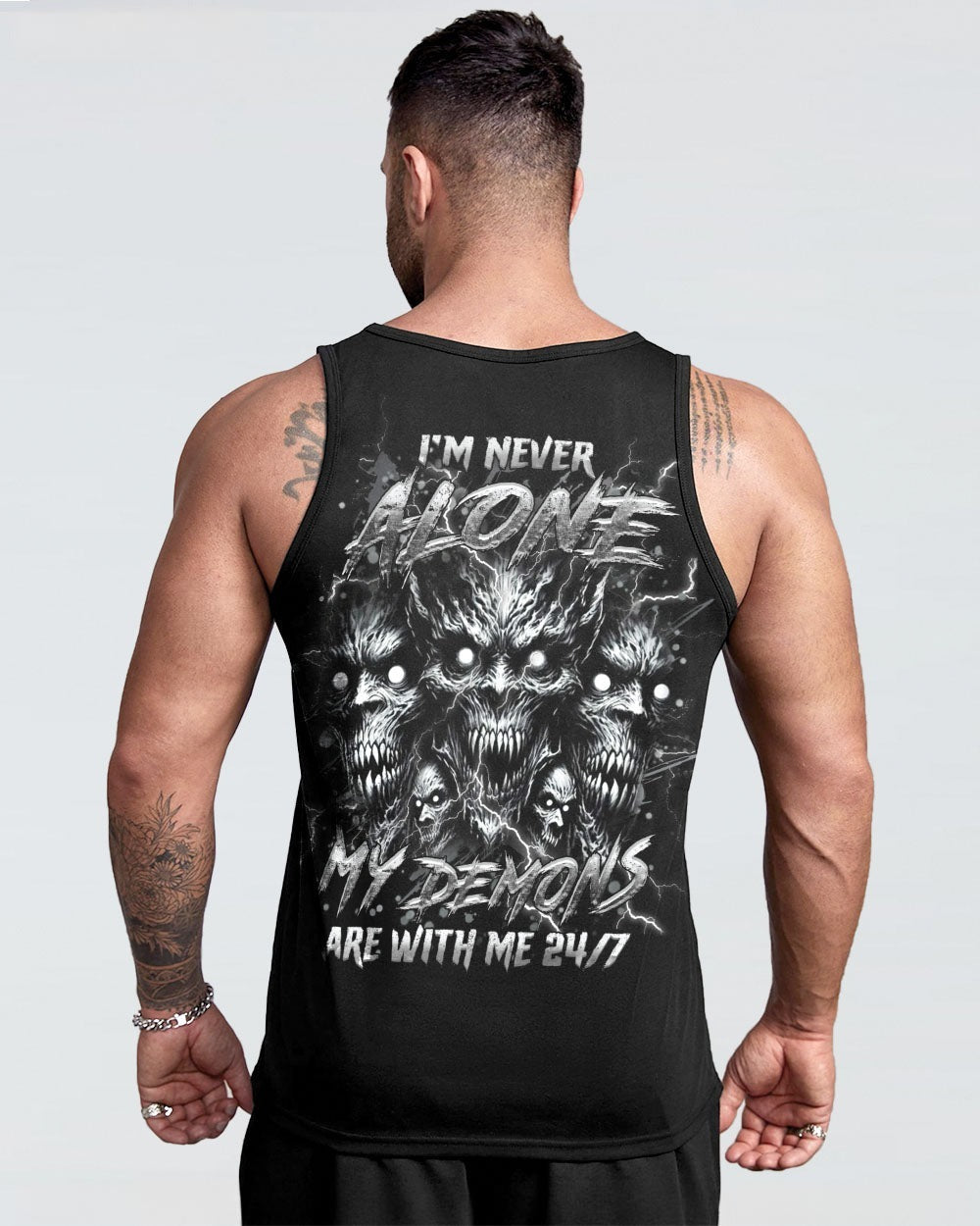 BLISSCORNERS I'M NEVER ALONE SKULL DEMON ALL OVER PRINT