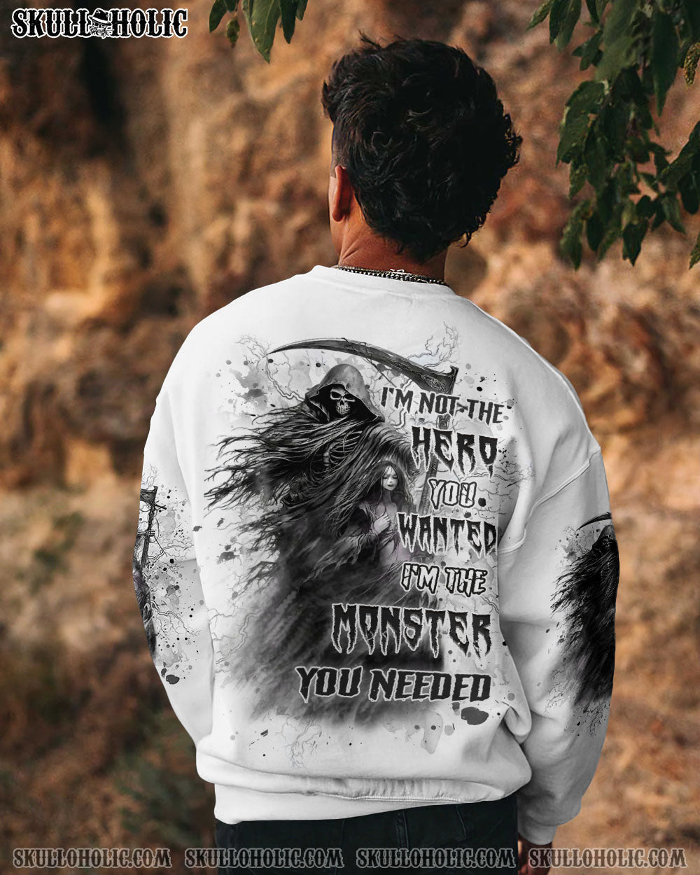 BLISSCORNERS I'M NOT THE HERO YOU WANTED REAPER ALL OVER PRINT