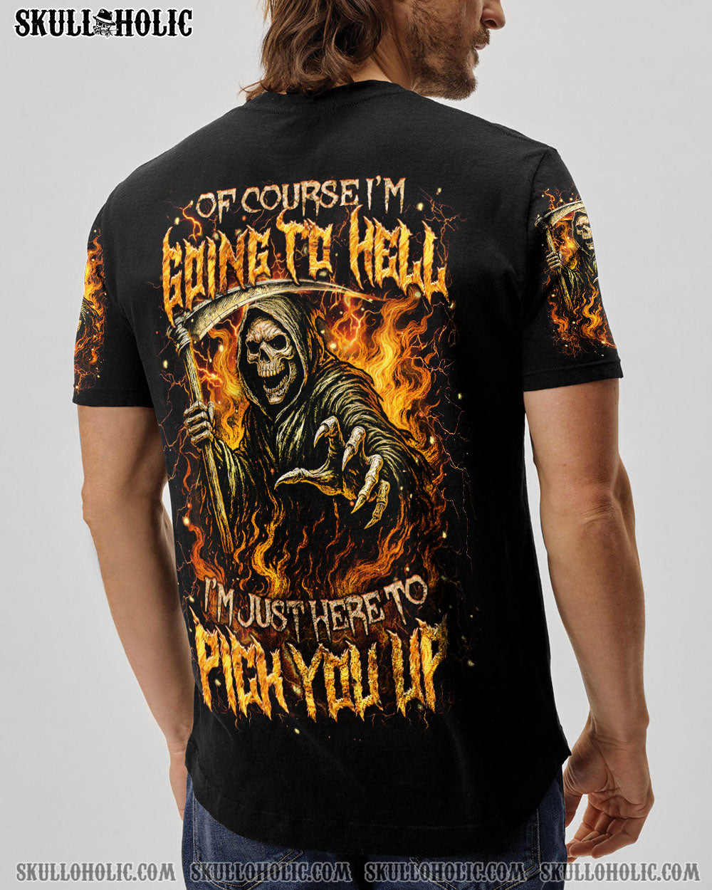 BLISSCORNERS OF COURSE I'M GOING TO HELL SKULL REAPER ALL OVER PRINT