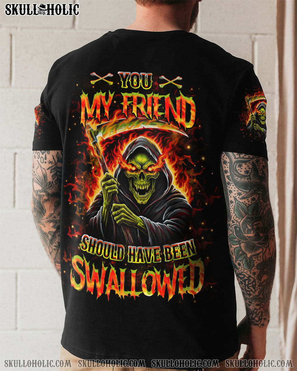BLISSCORNERS YOU MY FRIEND SHOULD HAVE BEEN SWALLOWED REAPER ALL OVER PRINT
