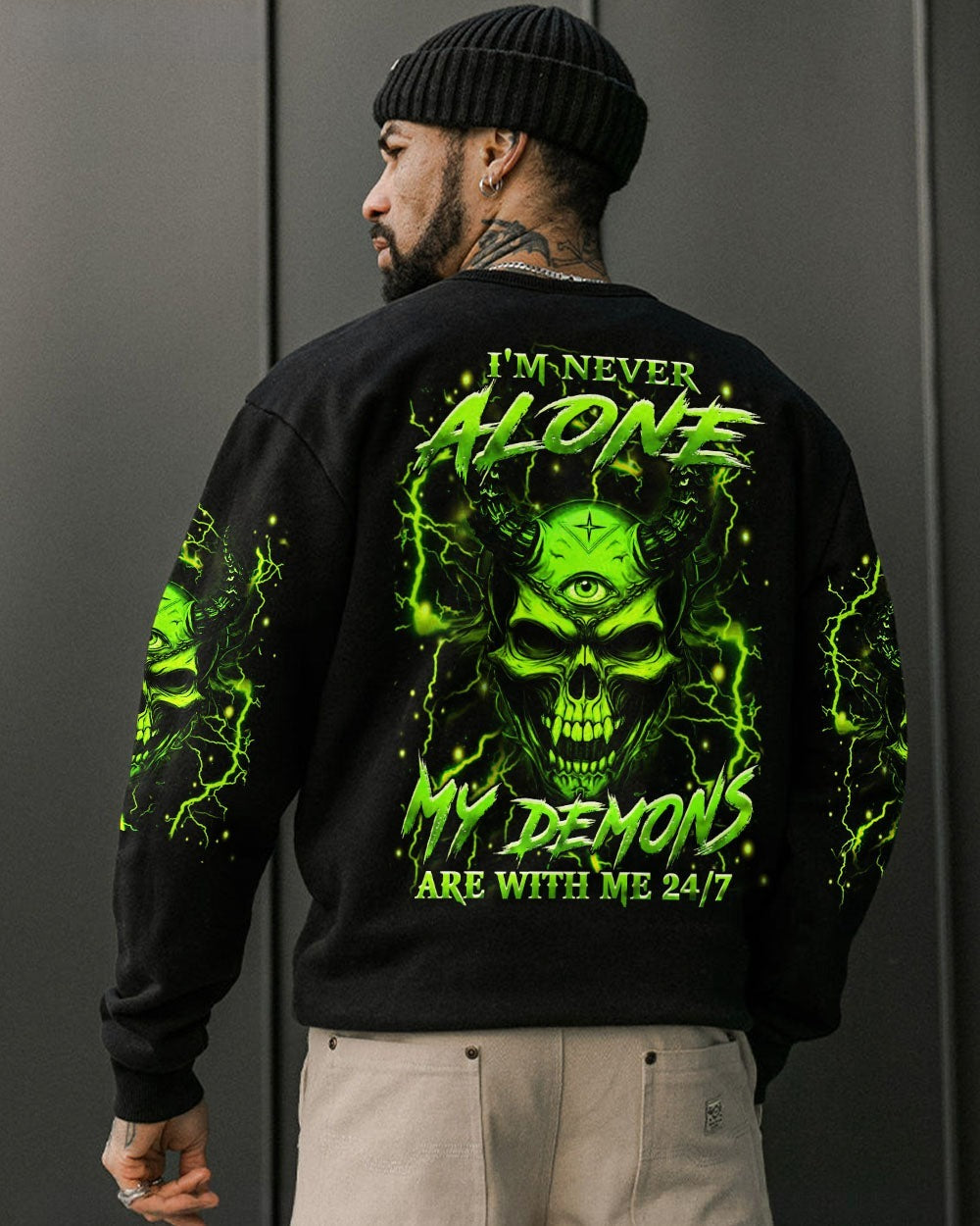 BLISSCORNERS I'M NEVER ALONE SKULL DEMON ALL OVER PRINT