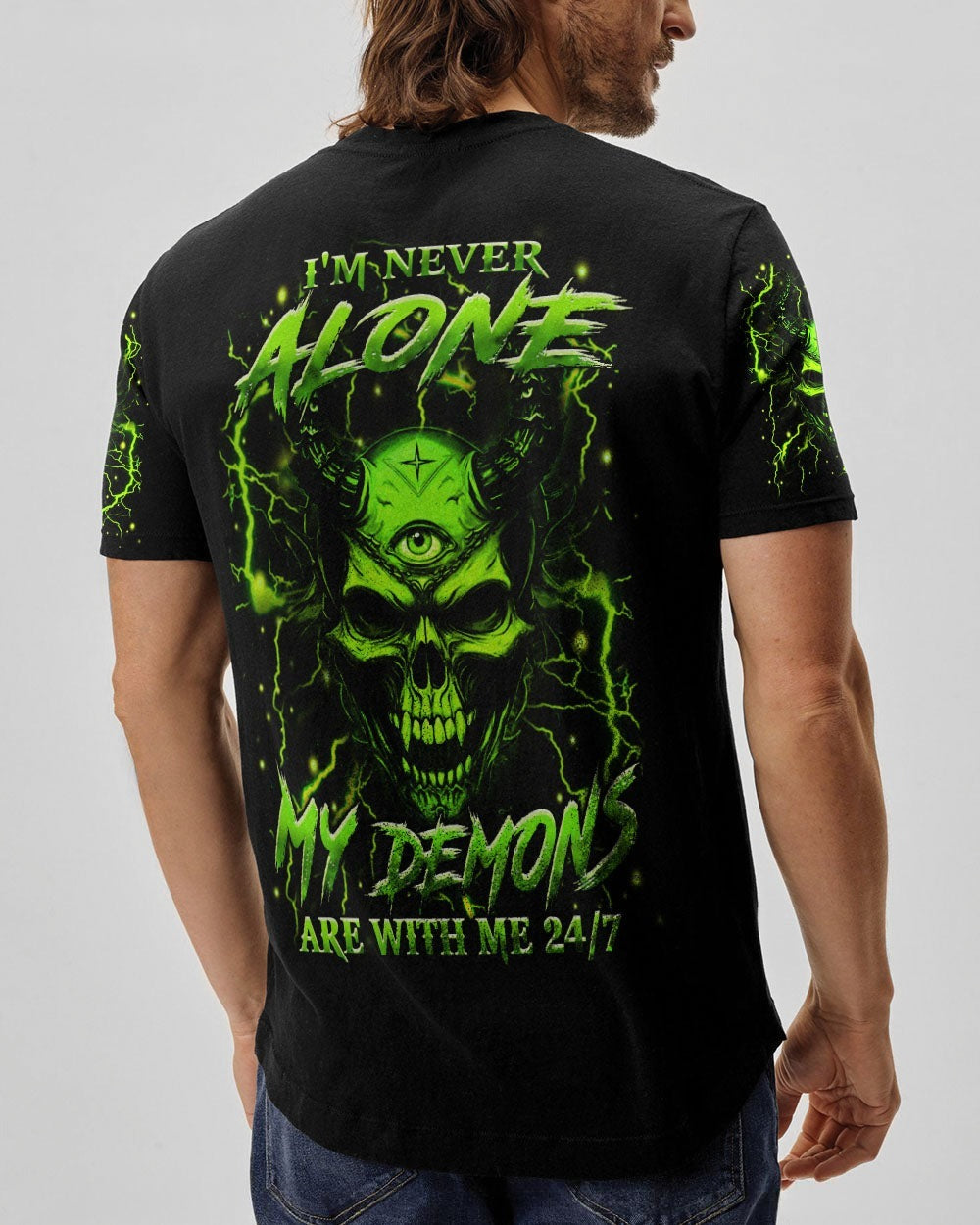 BLISSCORNERS I'M NEVER ALONE SKULL DEMON ALL OVER PRINT