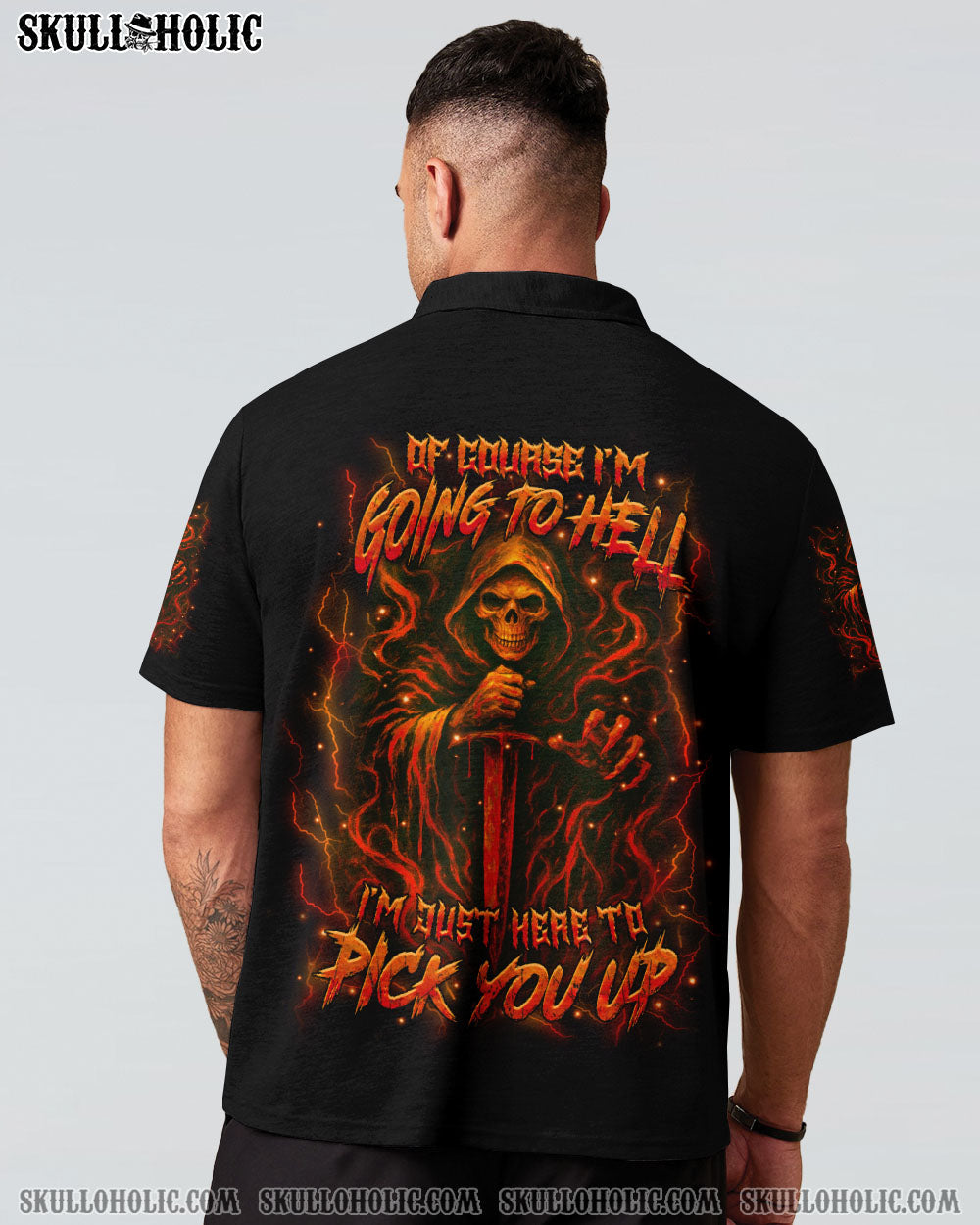 BLISSCORNERS OF COURSE I'M GOING TO HELL SKULL REAPER ALL OVER PRINT