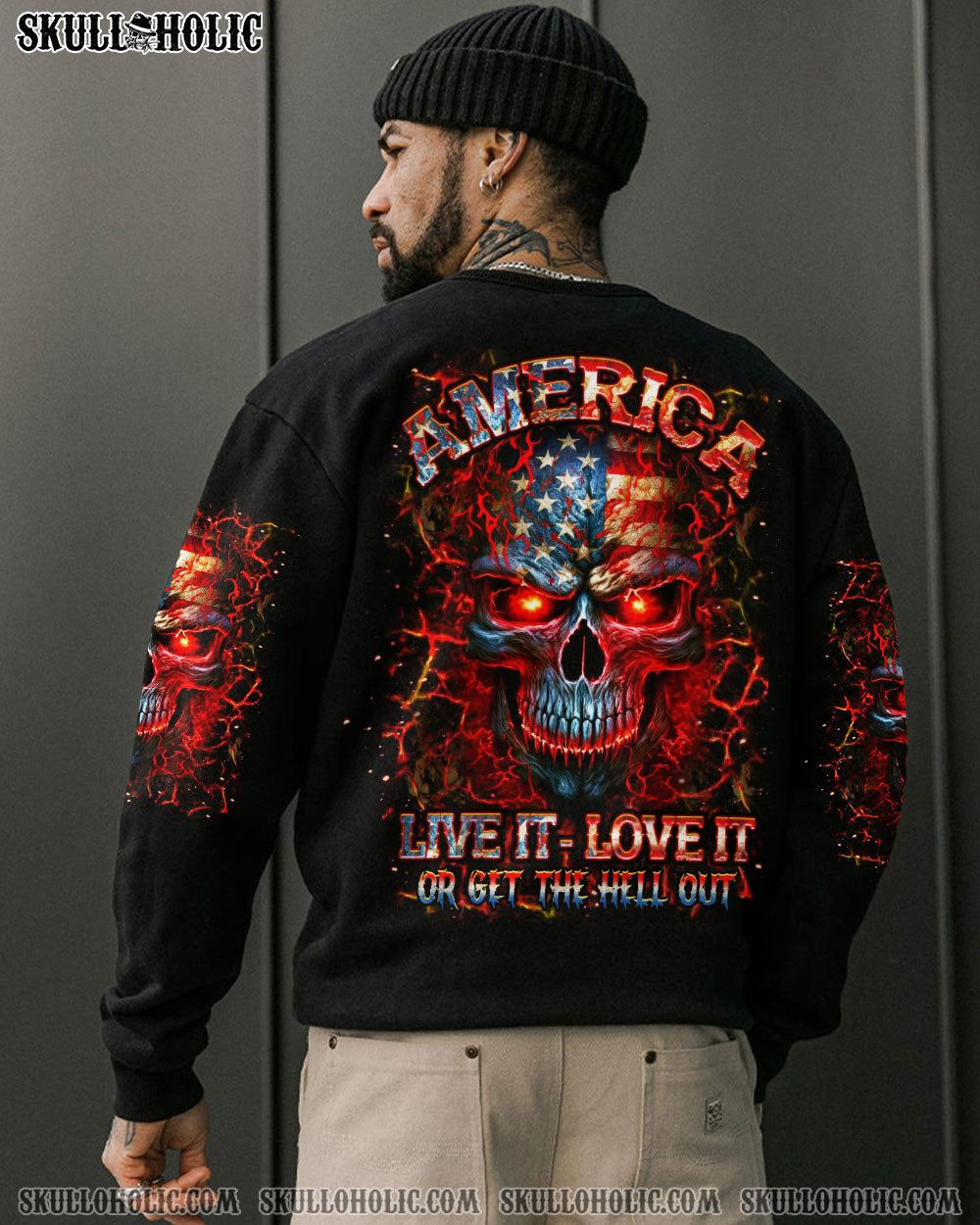 BLISSCORNERS AMERICA LIVE IT LOVE IT OR GET THE HELL OUT ALL OVER PRINT