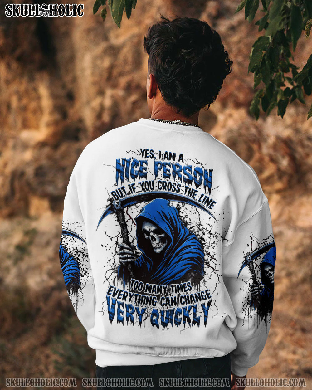 BLISSCORNERS YES I'M A NICE PERSON SKULL REAPER ALL OVER PRINT