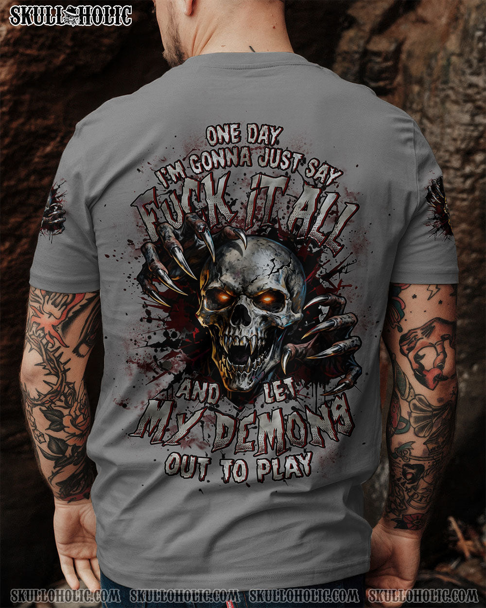 BLISSCORNERS ONE DAY I'M GONNA JUST SAY DEMON SKULL ALL OVER PRINT