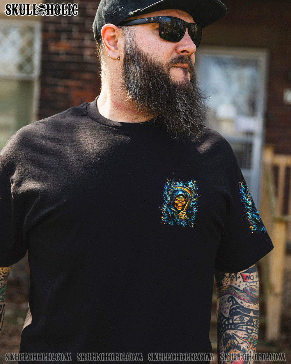 BLISSCORNERS I'M NOT ANTI-SOCIAL MAD REAPER SKULL ALL OVER PRINT