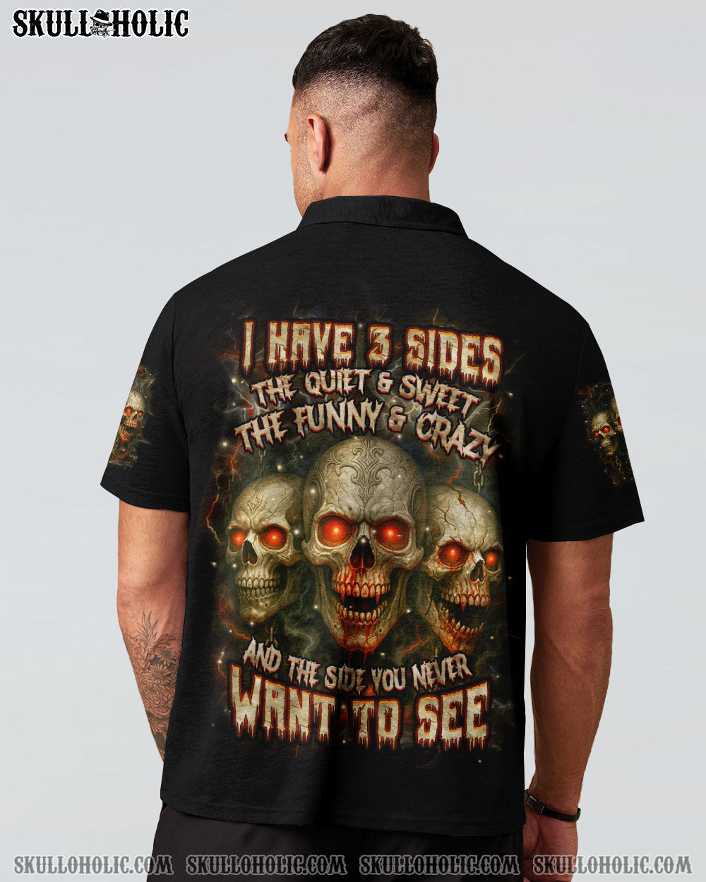 BLISSCORNERS I HAVE 3 SIDES 3 SKULLS ALL OVER PRINT