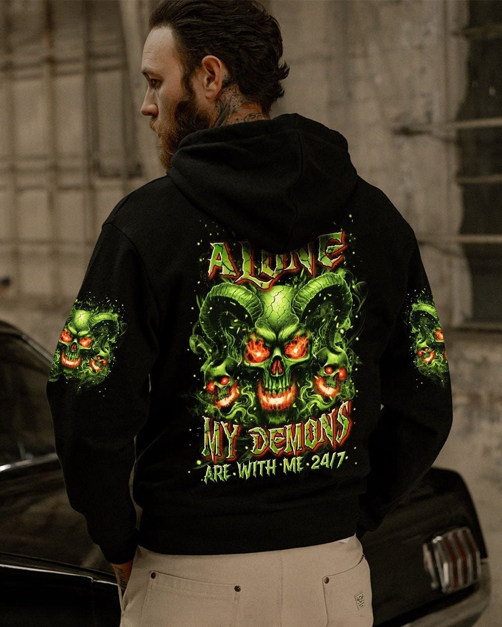 BLISSCORNERS I'M NEVER ALONE SKULL DEMON ALL OVER PRINT