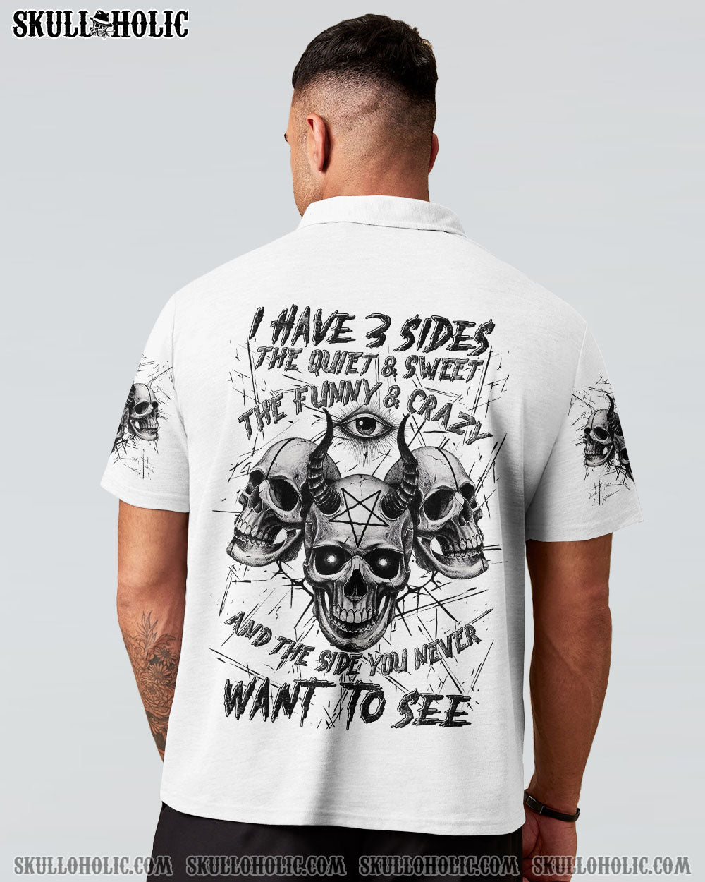 BLISSCORNERS I HAVE 3 SIDES 3 SKULLS ALL OVER PRINT