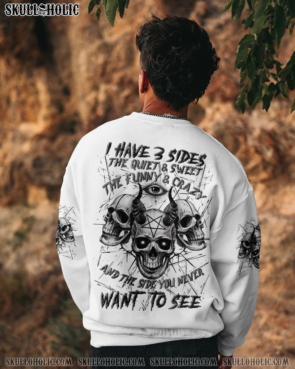BLISSCORNERS I HAVE 3 SIDES 3 SKULLS ALL OVER PRINT