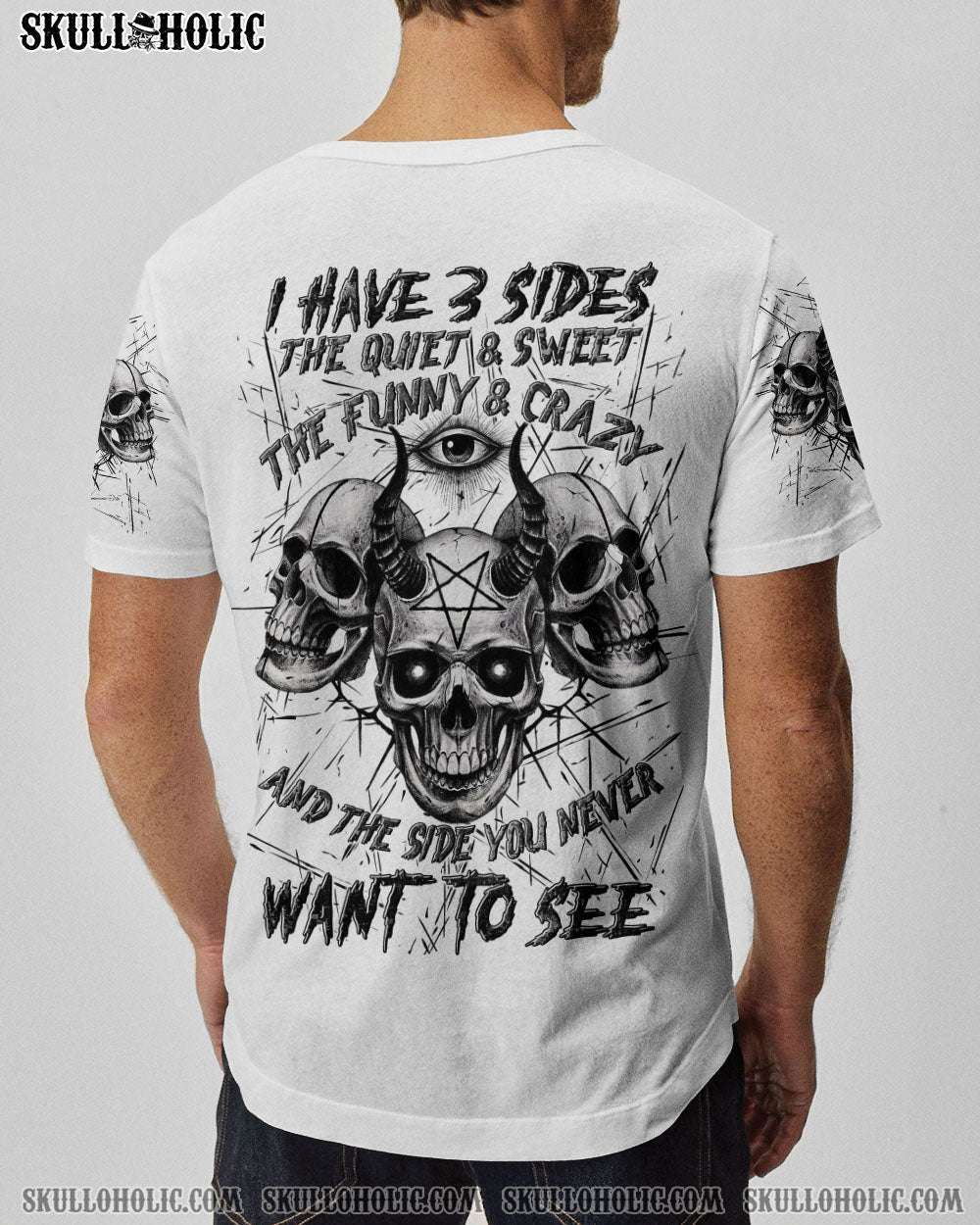 BLISSCORNERS I HAVE 3 SIDES 3 SKULLS ALL OVER PRINT