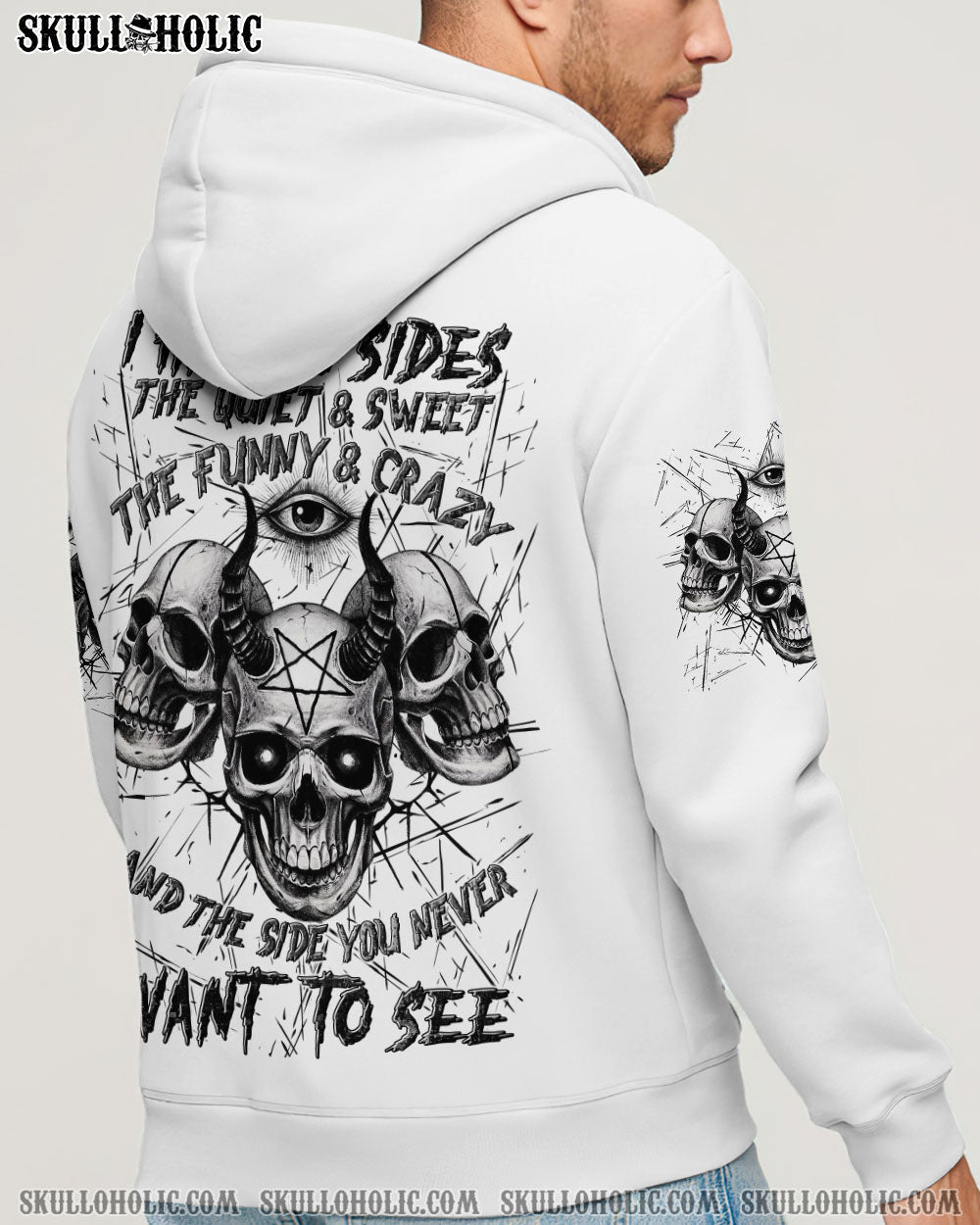 BLISSCORNERS I HAVE 3 SIDES 3 SKULLS ALL OVER PRINT