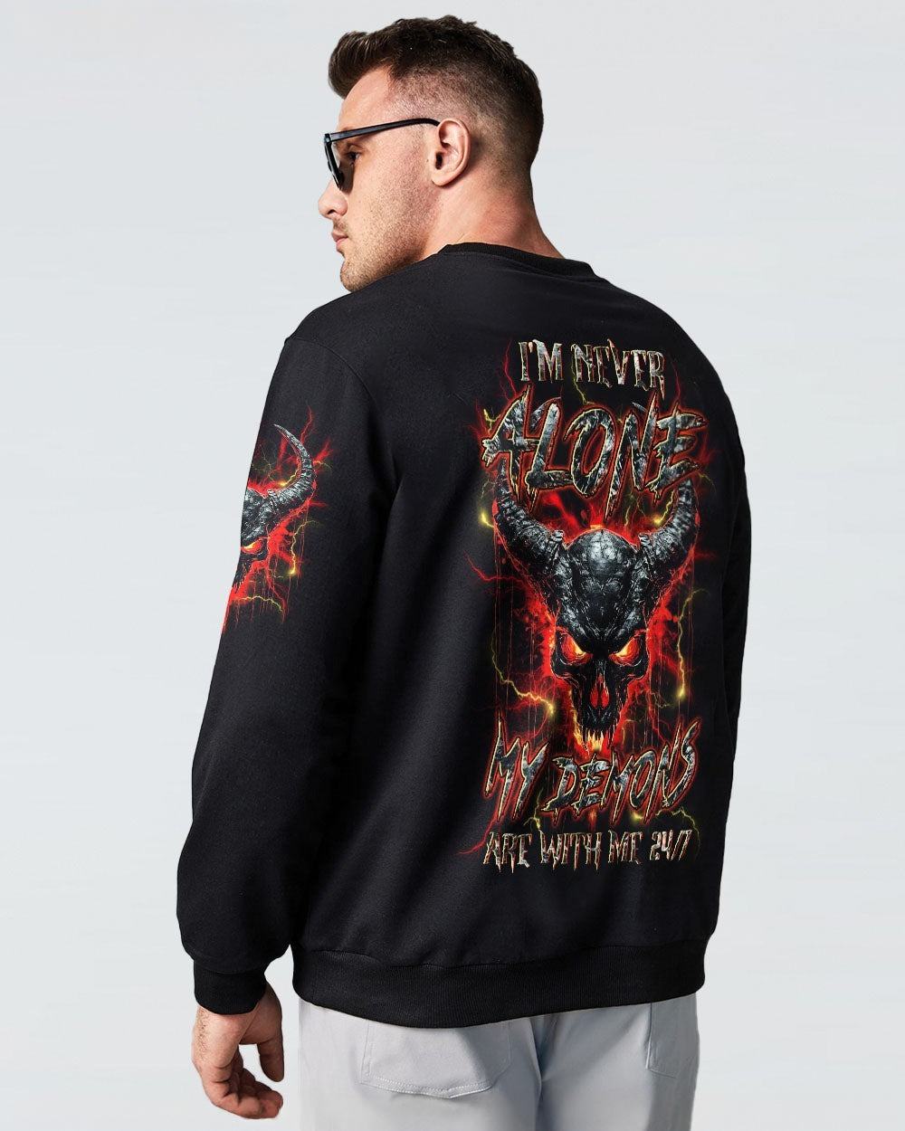 BLISSCORNERS I'M NEVER ALONE SKULL DEMON ALL OVER PRINT