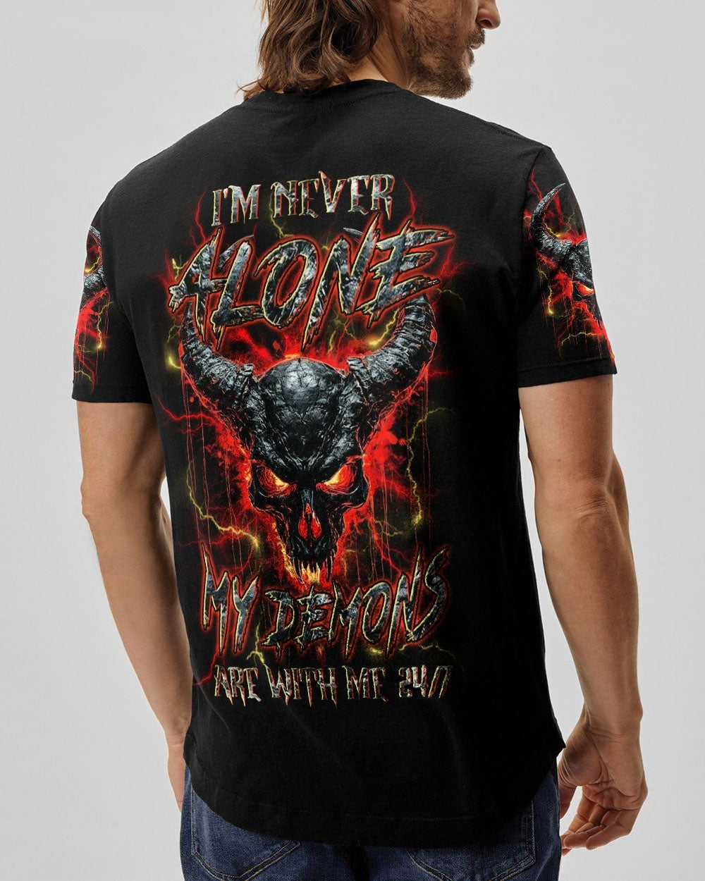 BLISSCORNERS I'M NEVER ALONE SKULL DEMON ALL OVER PRINT