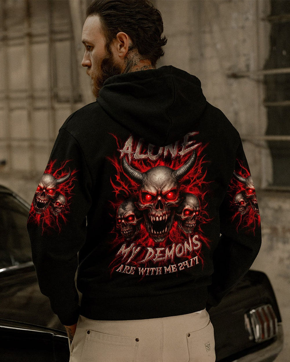 BLISSCORNERS I'M NEVER ALONE SKULL DEMON ALL OVER PRINT