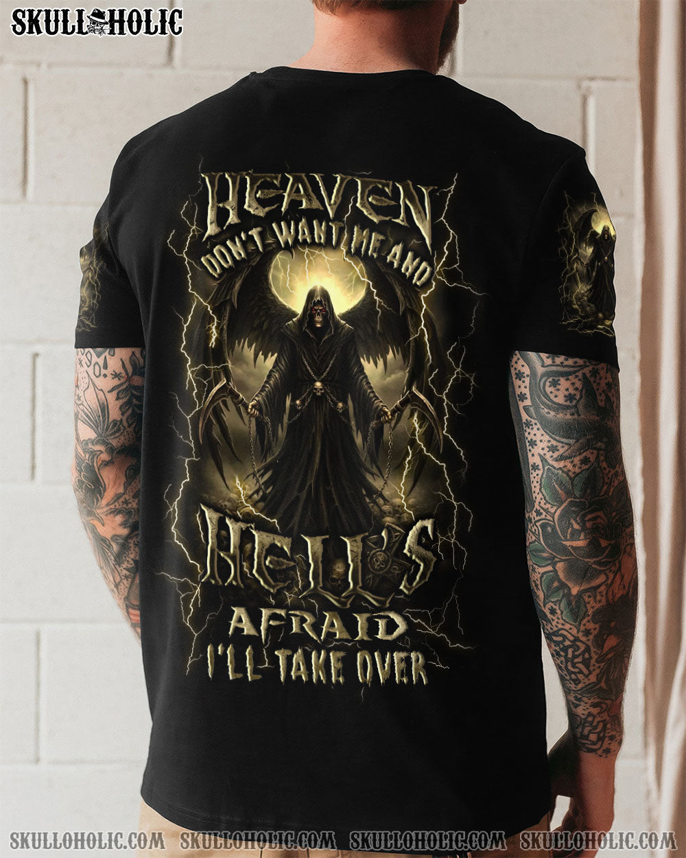 BLISSCORNERS HEAVEN DON'T WANT ME SKULL REAPER ALL OVER PRINT