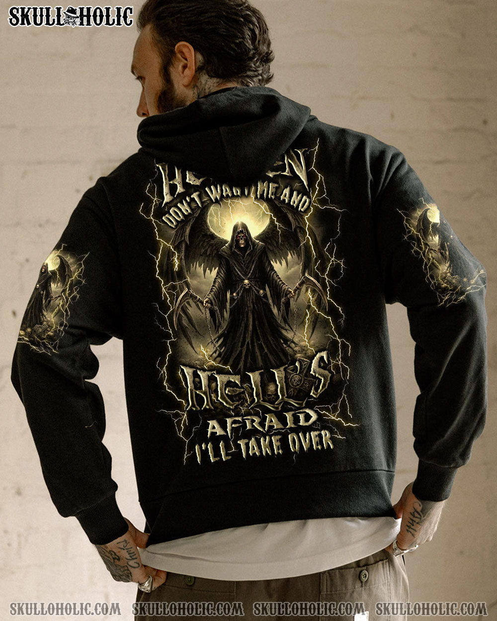 BLISSCORNERS HEAVEN DON'T WANT ME SKULL REAPER ALL OVER PRINT