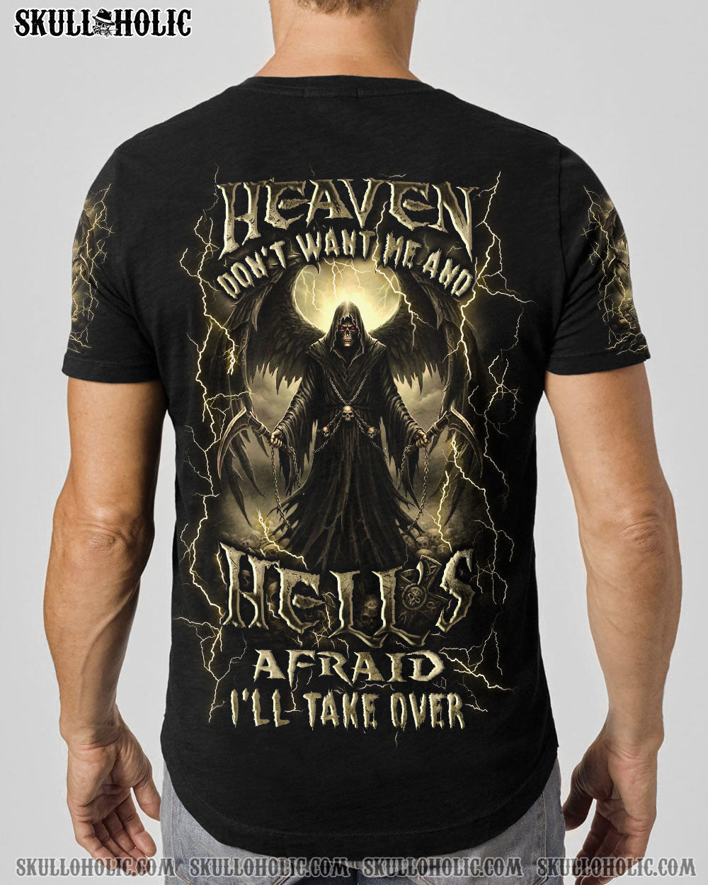 BLISSCORNERS HEAVEN DON'T WANT ME SKULL REAPER ALL OVER PRINT
