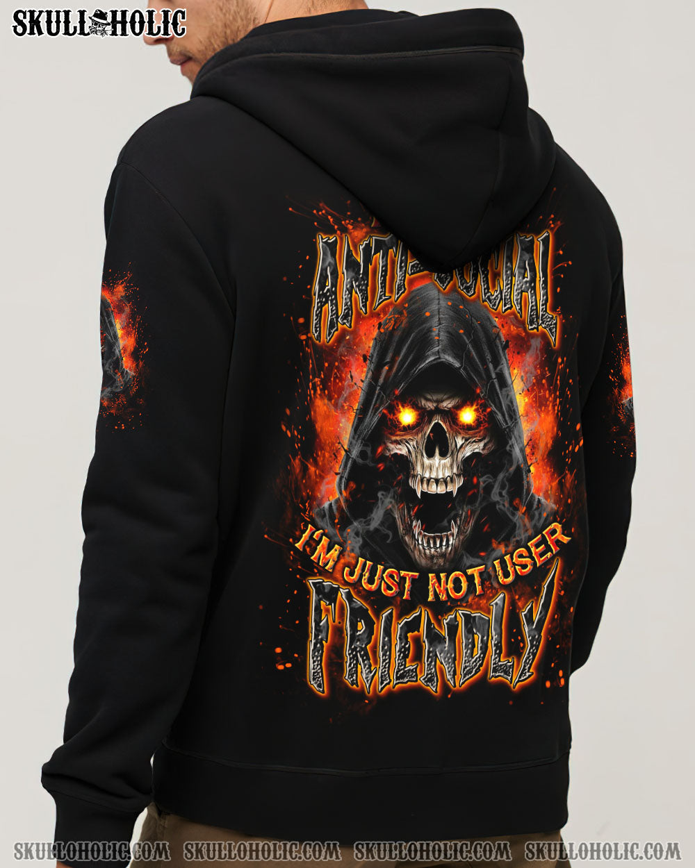 BLISSCORNERS I'M NOT ANTI-SOCIAL MAD REAPER SKULL ALL OVER PRINT