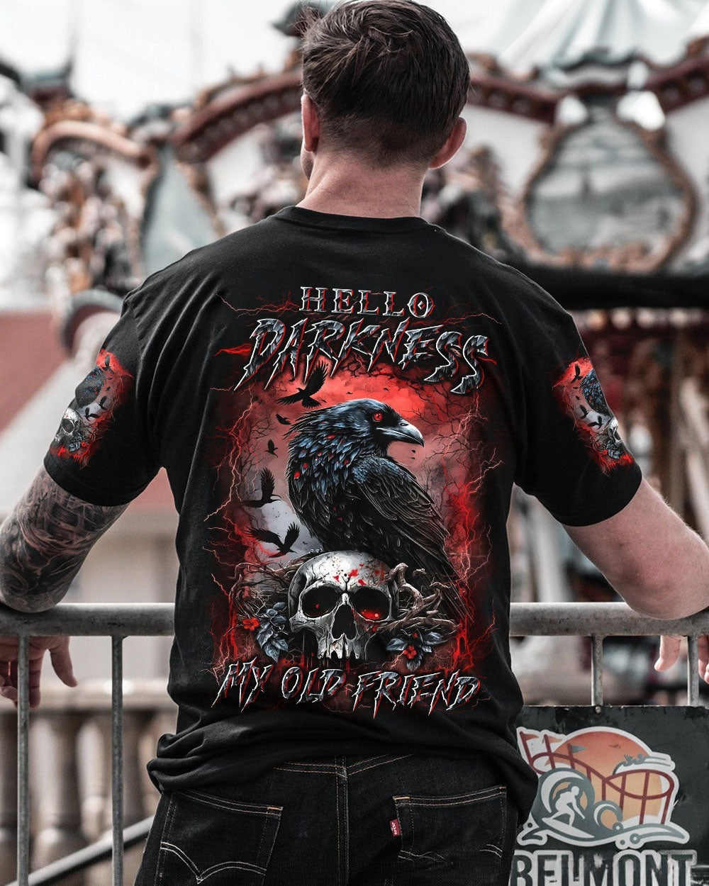 BLISSCORNERS HELLO DARKNESS MY OLD FRIEND CROW SKULL ALL OVER PRINT