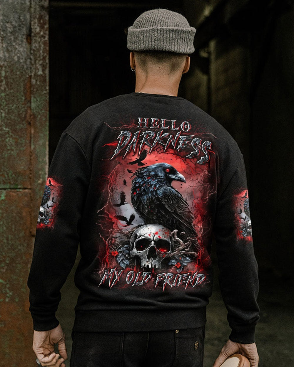 BLISSCORNERS HELLO DARKNESS MY OLD FRIEND CROW SKULL ALL OVER PRINT
