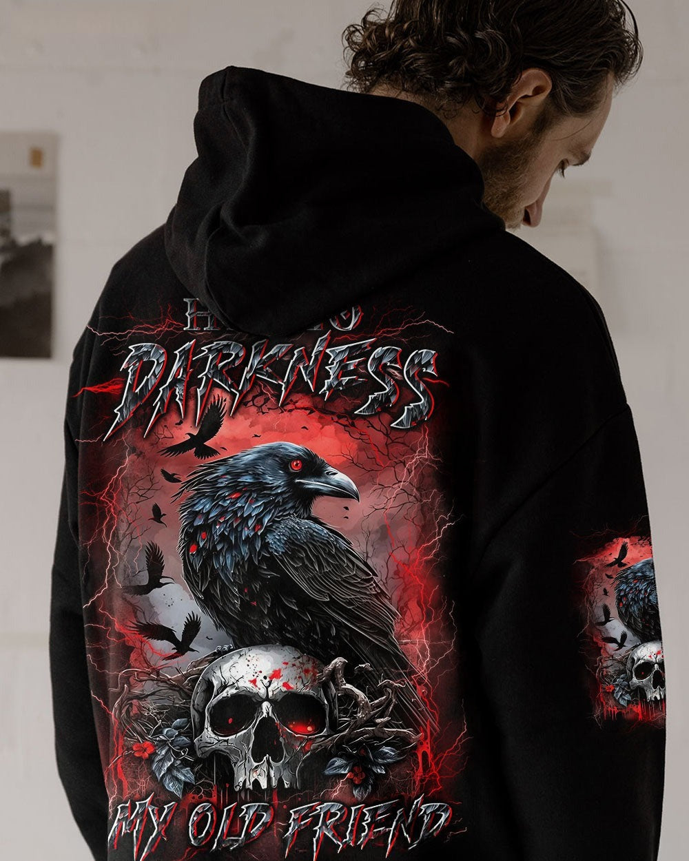 BLISSCORNERS HELLO DARKNESS MY OLD FRIEND CROW SKULL ALL OVER PRINT