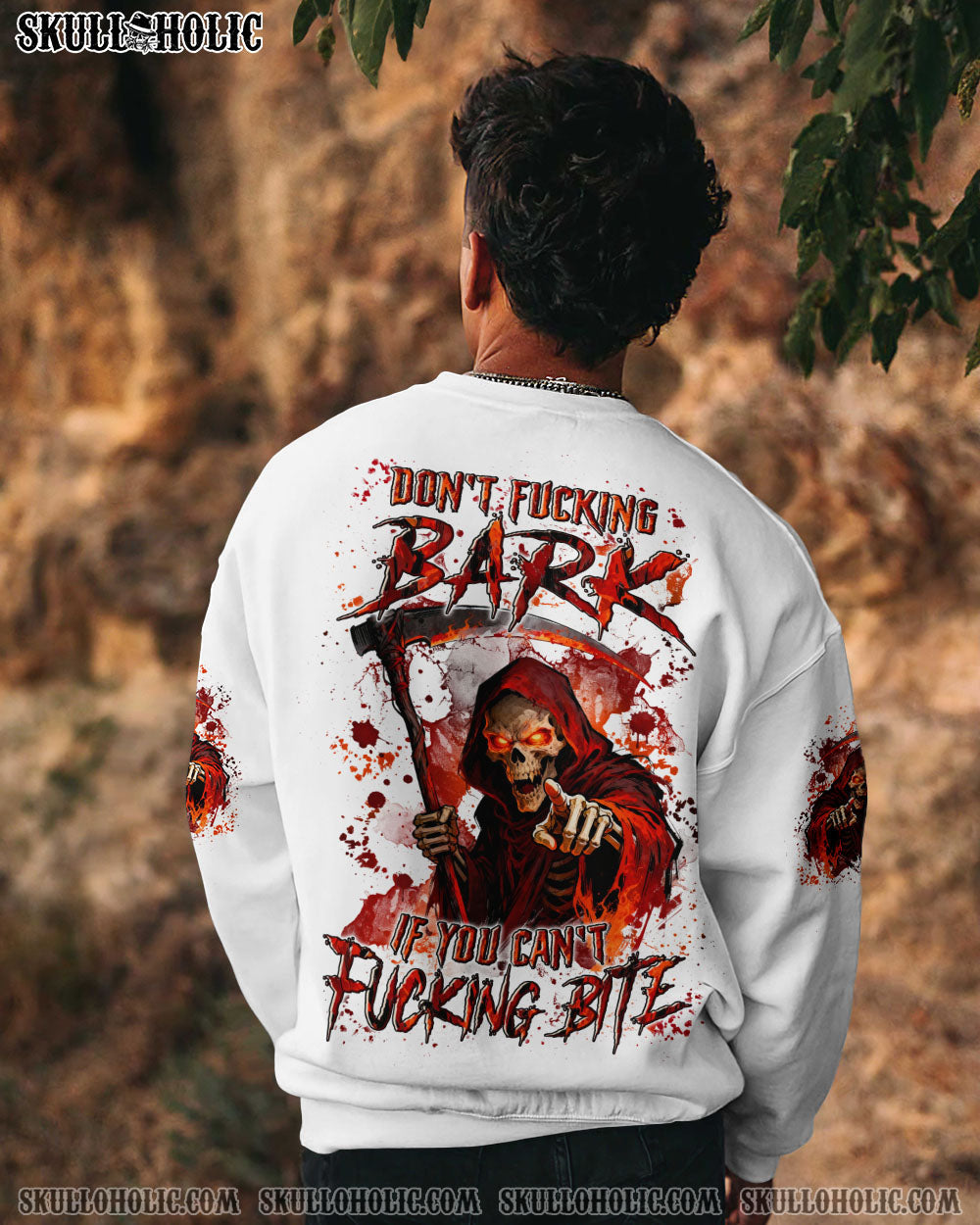 BLISSCORNERS DON’T F BARK SKULL REAPER ALL OVER PRINT