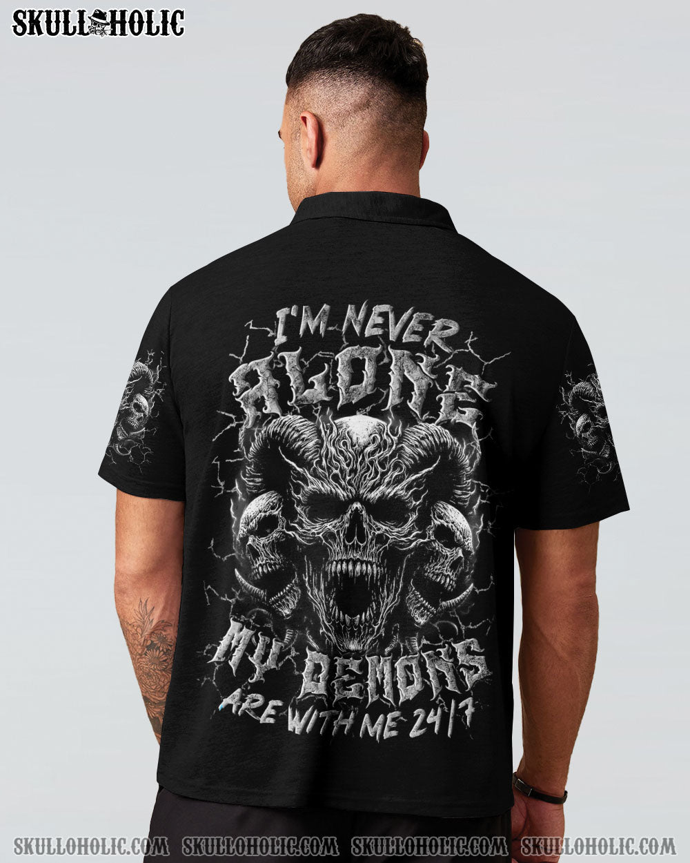 BLISSCORNERS I'M NEVER ALONE SKULL DEMON ALL OVER PRINT