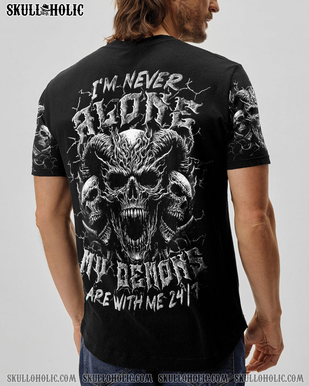BLISSCORNERS I'M NEVER ALONE SKULL DEMON ALL OVER PRINT