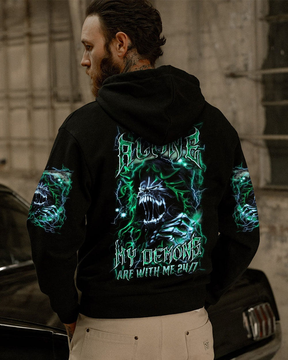 BLISSCORNERS I'M NEVER ALONE SKULL DEMON ALL OVER PRINT