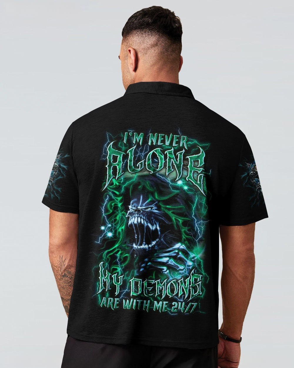 BLISSCORNERS I'M NEVER ALONE SKULL DEMON ALL OVER PRINT