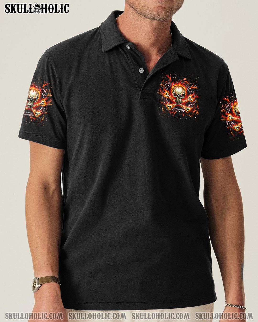 BLISSCORNERS MAY GOD HAVE MERCY ON MY ENEMIES FIRE SKULL ALL OVER PRINT
