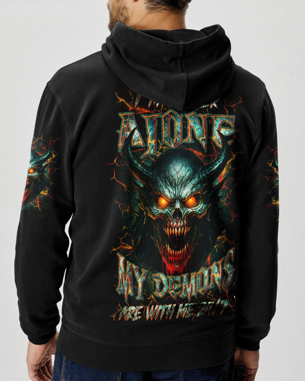 BLISSCORNERS I'M NEVER ALONE SKULL DEMON ALL OVER PRINT