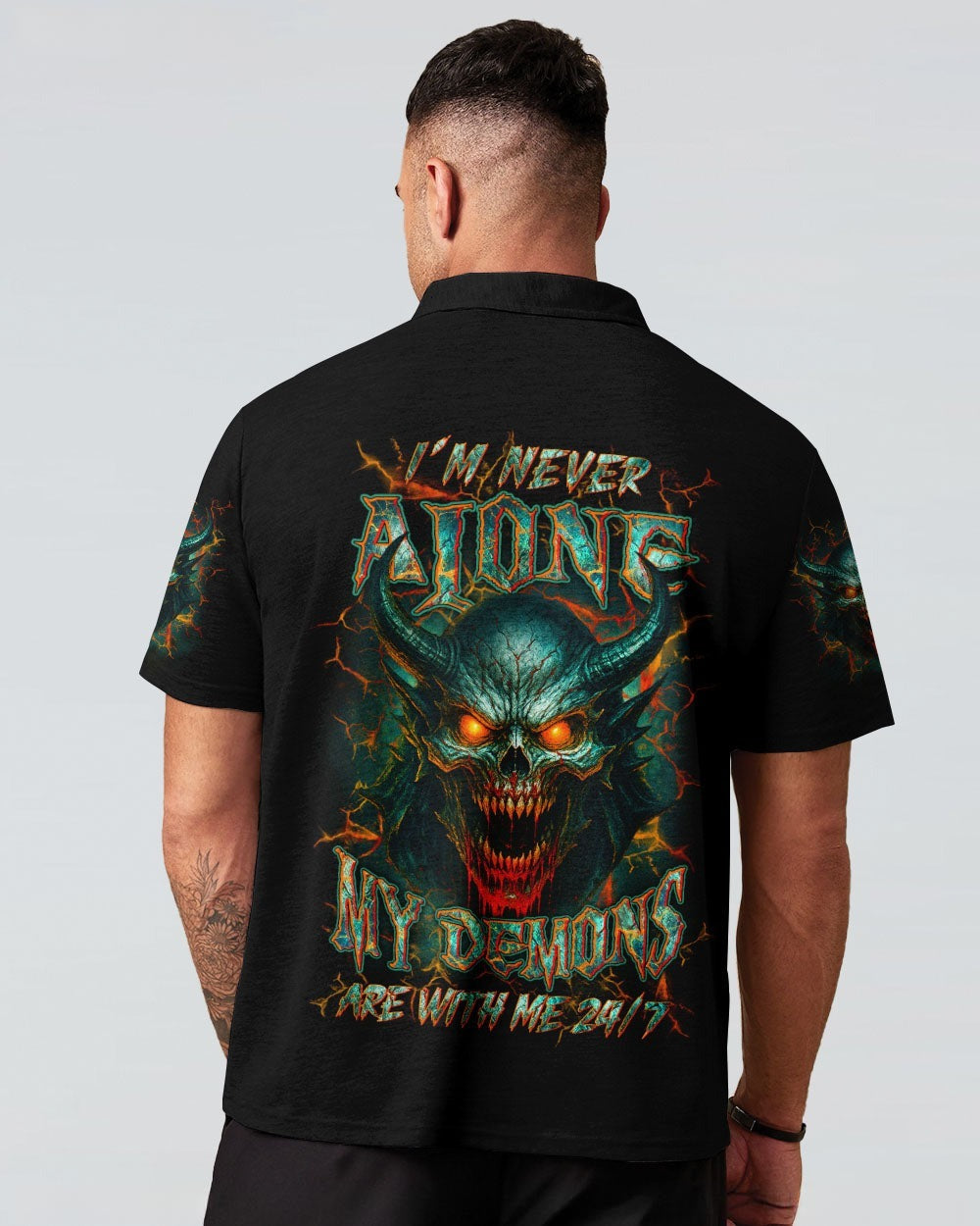 BLISSCORNERS I'M NEVER ALONE SKULL DEMON ALL OVER PRINT
