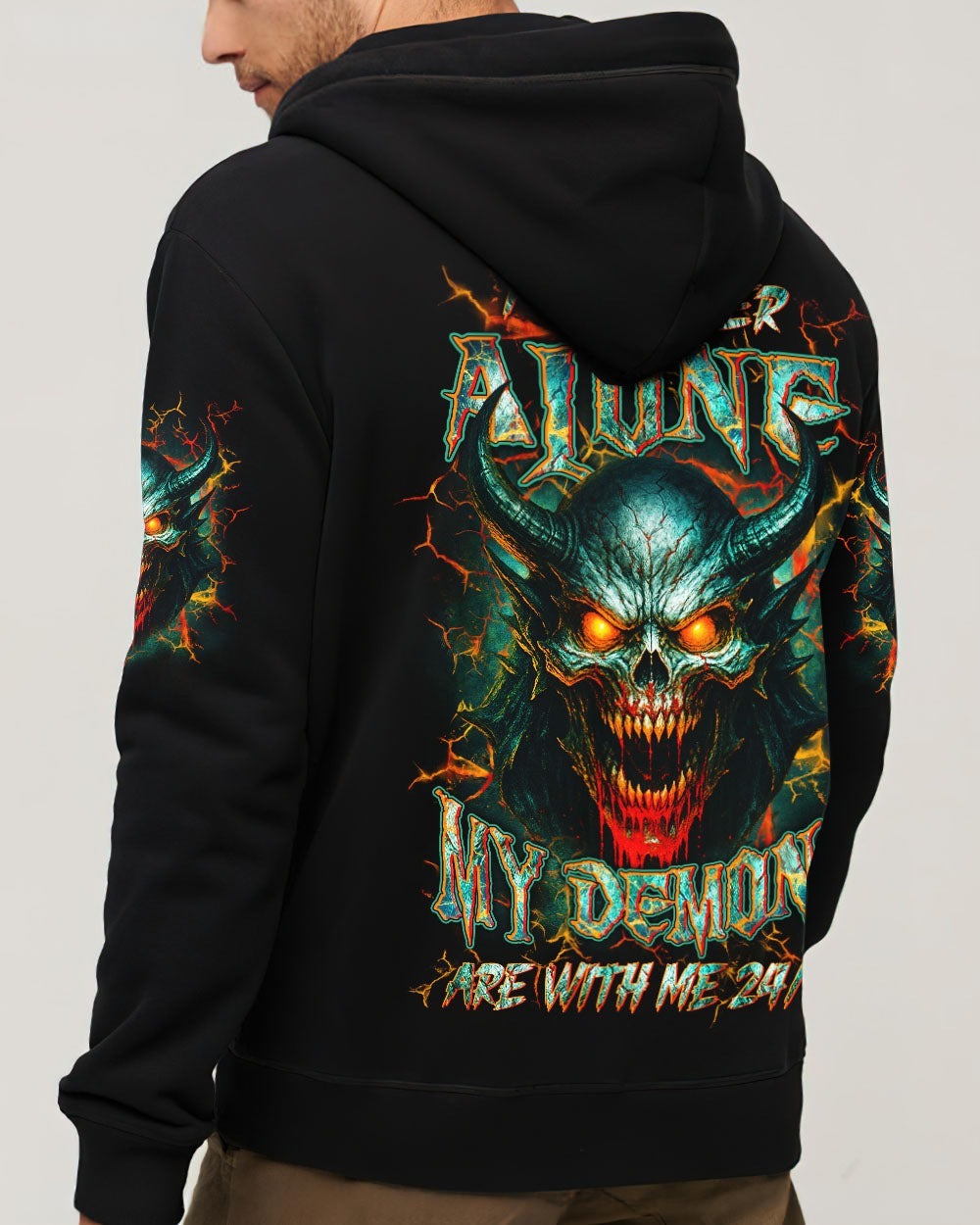 BLISSCORNERS I'M NEVER ALONE SKULL DEMON ALL OVER PRINT