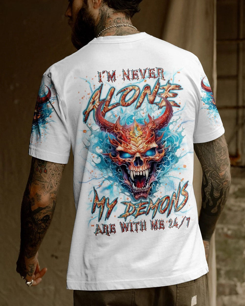 BLISSCORNERS I'M NEVER ALONE SKULL DEMON ALL OVER PRINT