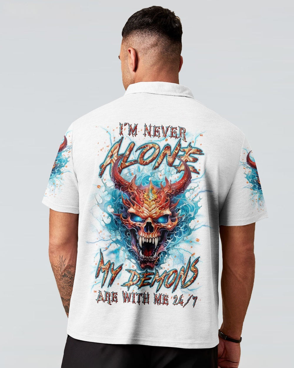 BLISSCORNERS I'M NEVER ALONE SKULL DEMON ALL OVER PRINT