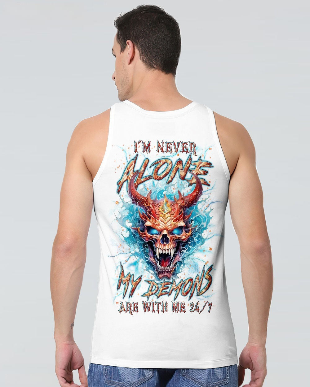BLISSCORNERS I'M NEVER ALONE SKULL DEMON ALL OVER PRINT