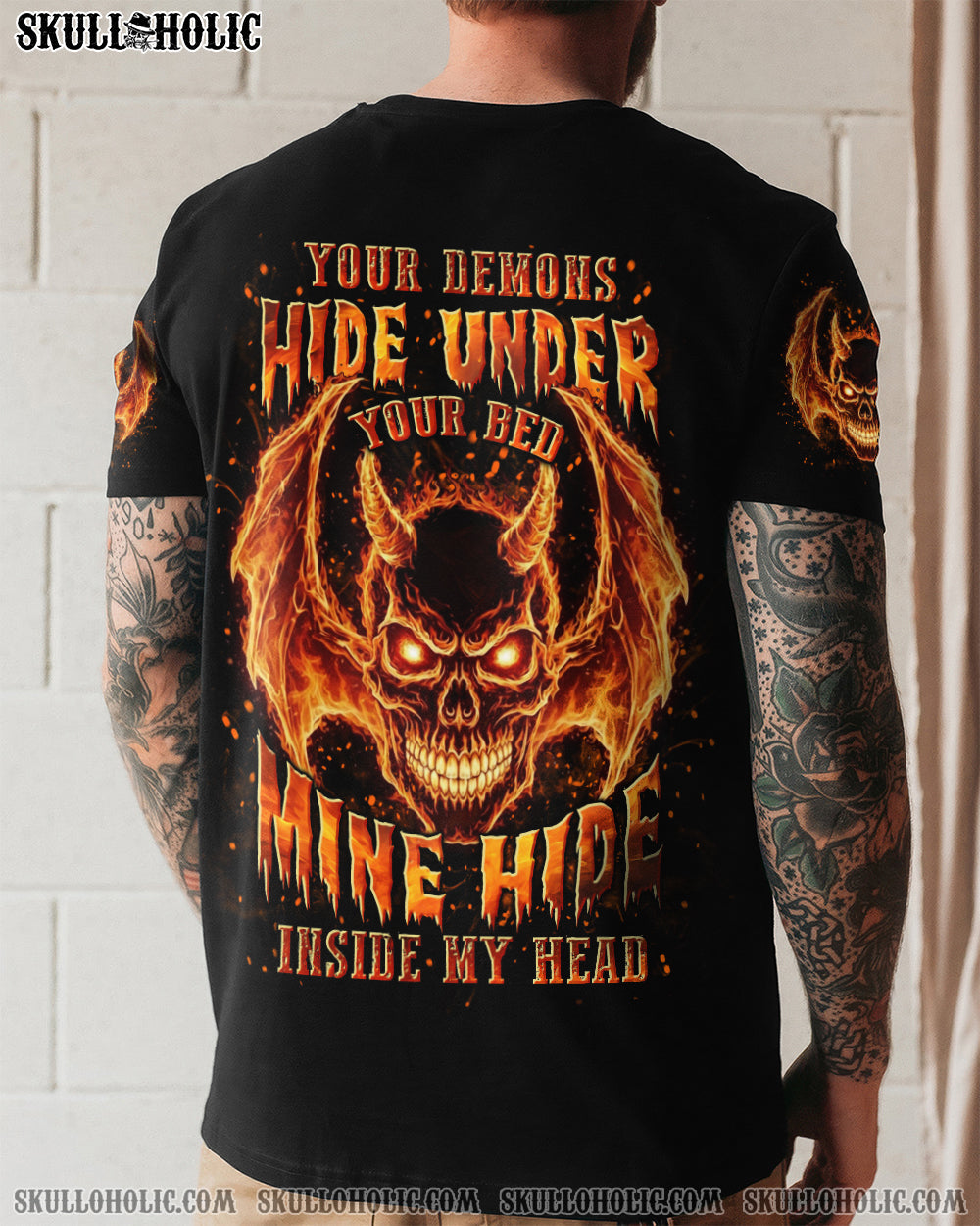 BLISSCORNERS YOUR DEMONS HIDE UNDER YOUR BED SKULL ALL OVER PRINT