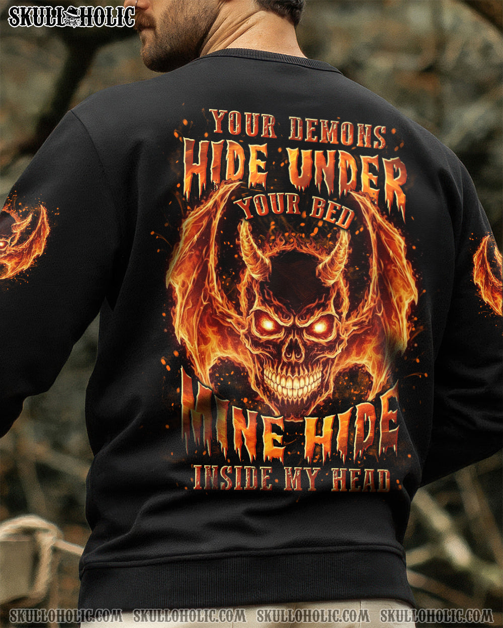 BLISSCORNERS YOUR DEMONS HIDE UNDER YOUR BED SKULL ALL OVER PRINT