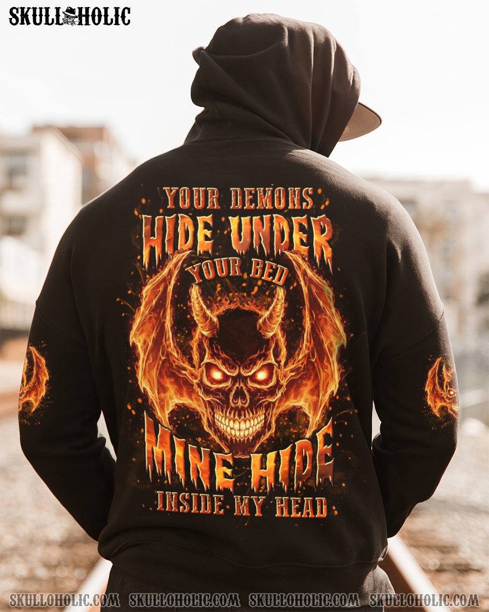 BLISSCORNERS YOUR DEMONS HIDE UNDER YOUR BED SKULL ALL OVER PRINT