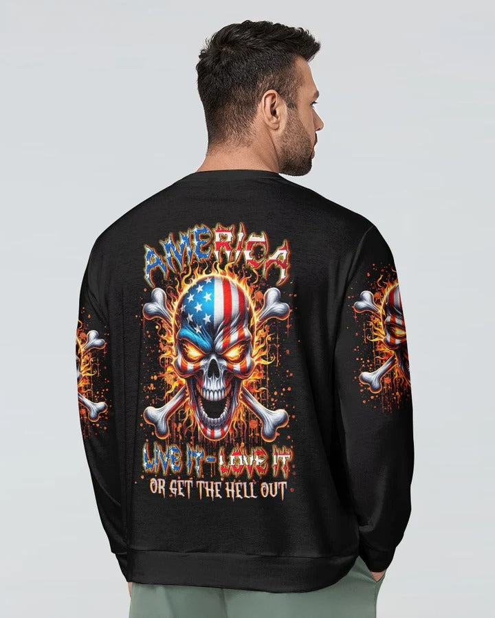 BLISSCORNERS AMERICA LIVE IT LOVE IT OR GET THE HELL OUT SKULL ALL OVER PRINT