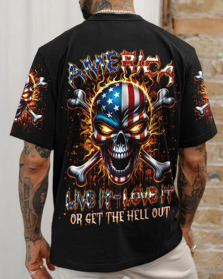 BLISSCORNERS AMERICA LIVE IT LOVE IT OR GET THE HELL OUT SKULL ALL OVER PRINT