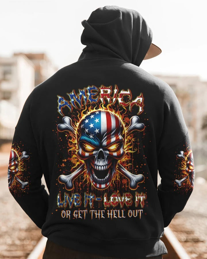 BLISSCORNERS AMERICA LIVE IT LOVE IT OR GET THE HELL OUT SKULL ALL OVER PRINT